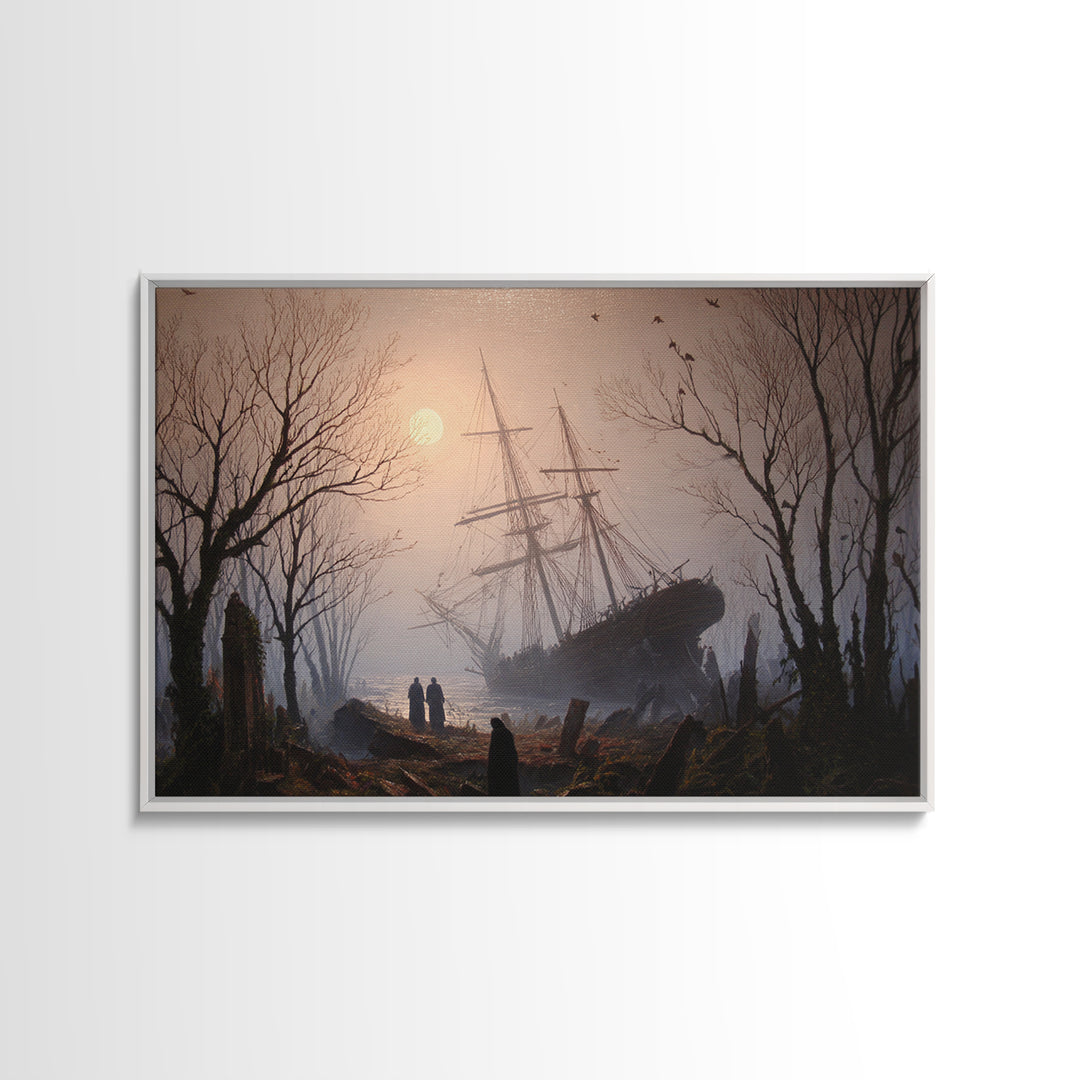 The Shipwreck Cove, Romantic Gothic Landscape, Landscape Wall Art, Dark Halloween Decor, Canvas Print, Halloween Wall Art
