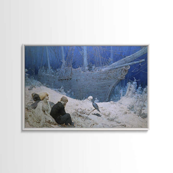 The Shipwreck Cove, Symbolist Death Art, Landscape Wall Art, Dark Fantasy Wall Art, Framed Canvas Print, Halloween Wall Art