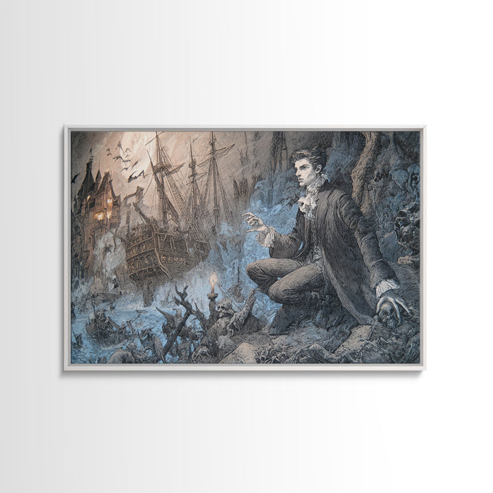 The Shipwreck Cove, Victorian Macabre Art, Landscape Wall Art, Dark Fantasy Wall Art, Canvas Print, Halloween Wall Art, Dark Fantasy Art