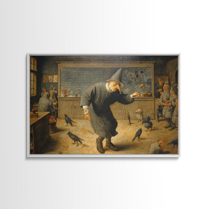 The Silent Schoolhouse, Northern Renaissance Horror, Landscape Wall Art, Dark Fantasy Wall Art, Canvas Print, Halloween Wall Art