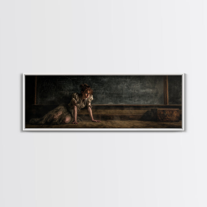 The Silent Schoolhouse, Gothic Nightmare Art, Extra Wide Wall Art, Gothic Horror Wall Art, Framed Canvas Print, Halloween Wall Art
