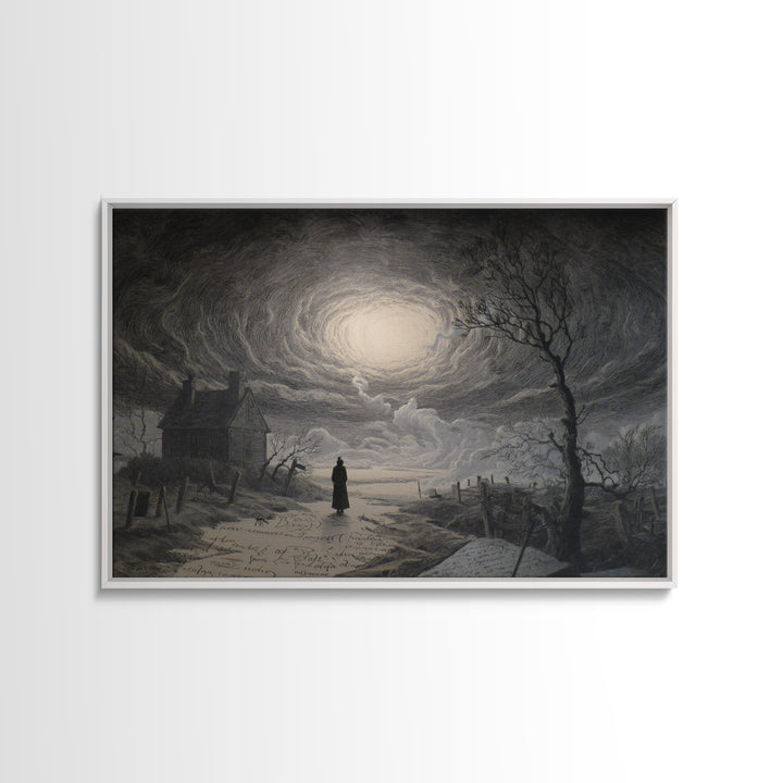The Silent Schoolhouse, Romantic Gothic Landscape, Landscape Wall Art, Gothic Horror Wall Art, Canvas Print, Halloween Wall Art