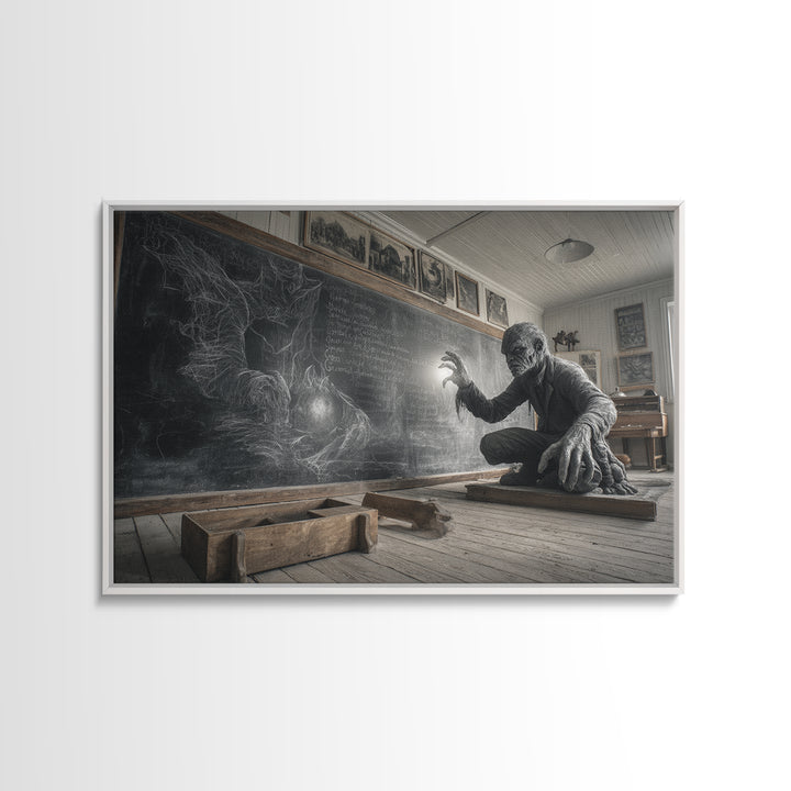 The Silent Schoolhouse, Expressionist Nightmare Art, Landscape Wall Art, Dark Halloween Decor, Canvas Print, Halloween Wall Art