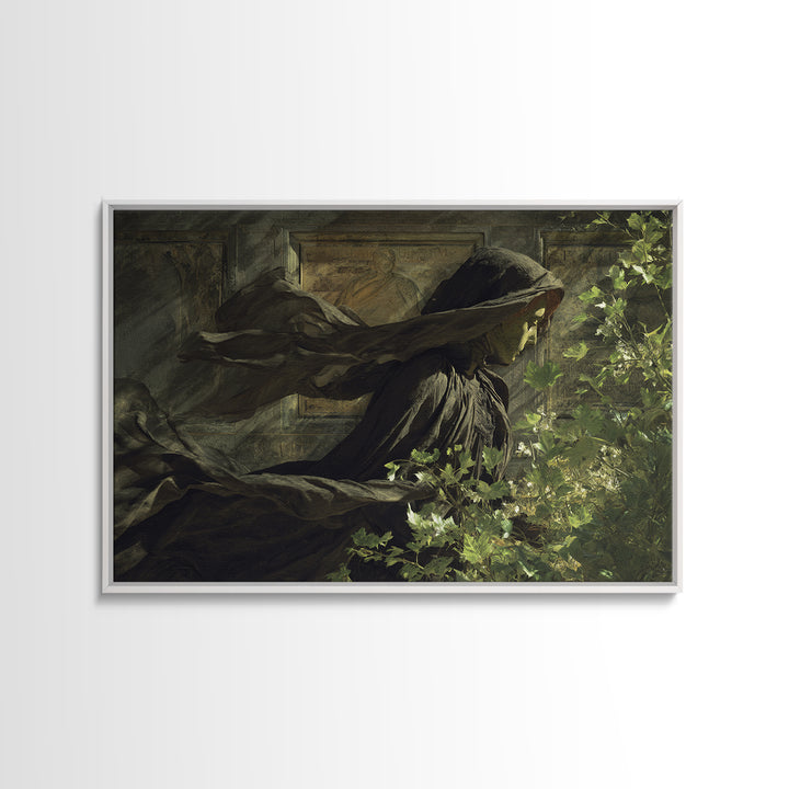 The Cemetery Greenhouse, Symbolist Gothic Landscape, Landscape Wall Art, Dark Fantasy Wall Art, Framed Canvas Print, Halloween Wall Art