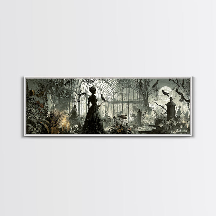The Cemetery Greenhouse, Decadent Gothic Art, Extra Wide Wall Art, Dark Fantasy Wall Art, Canvas Print, Halloween Wall Art