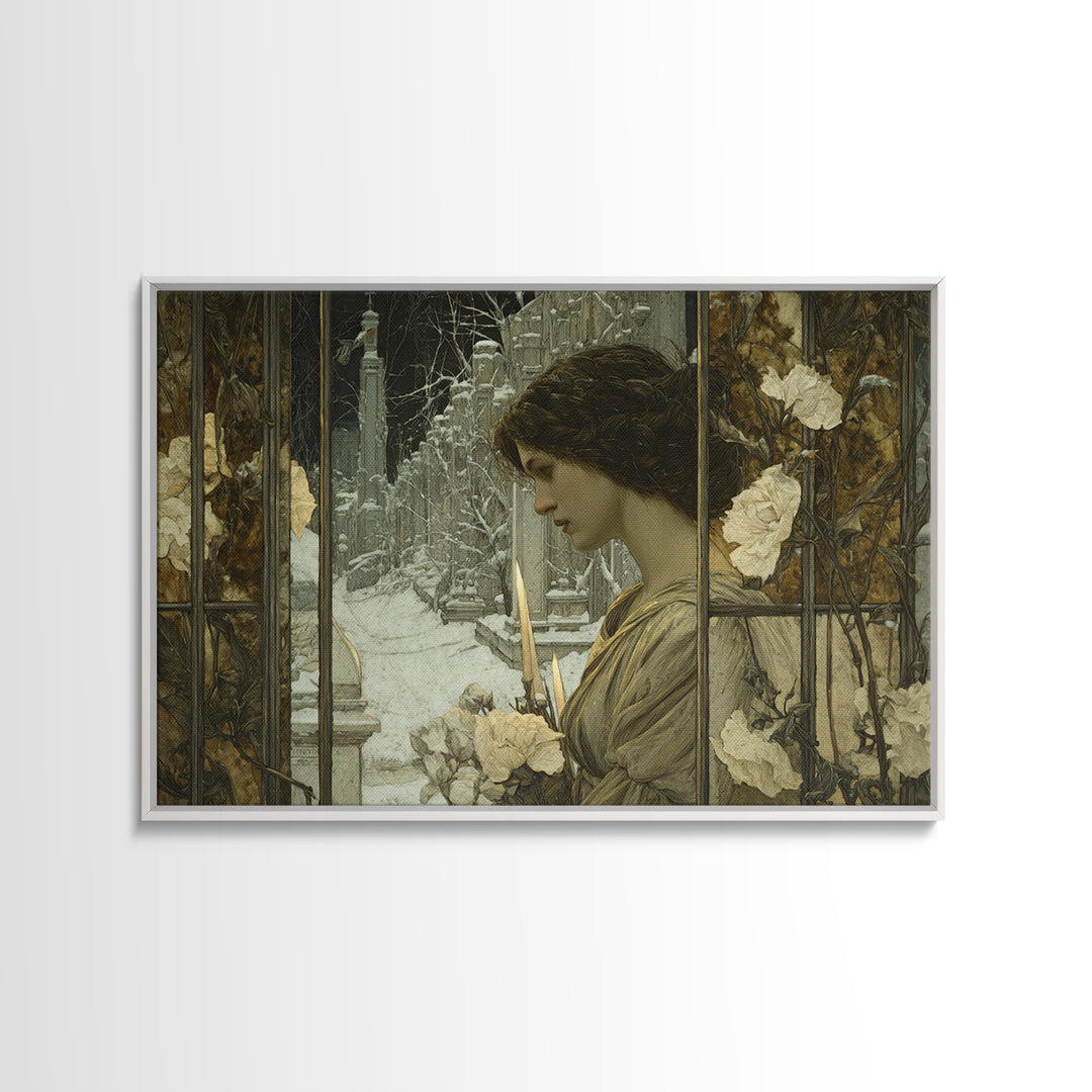 The Cemetery Greenhouse, Symbolist Death Art, Landscape Wall Art, Dark Fantasy Wall Art, Canvas Print, Halloween Wall Art