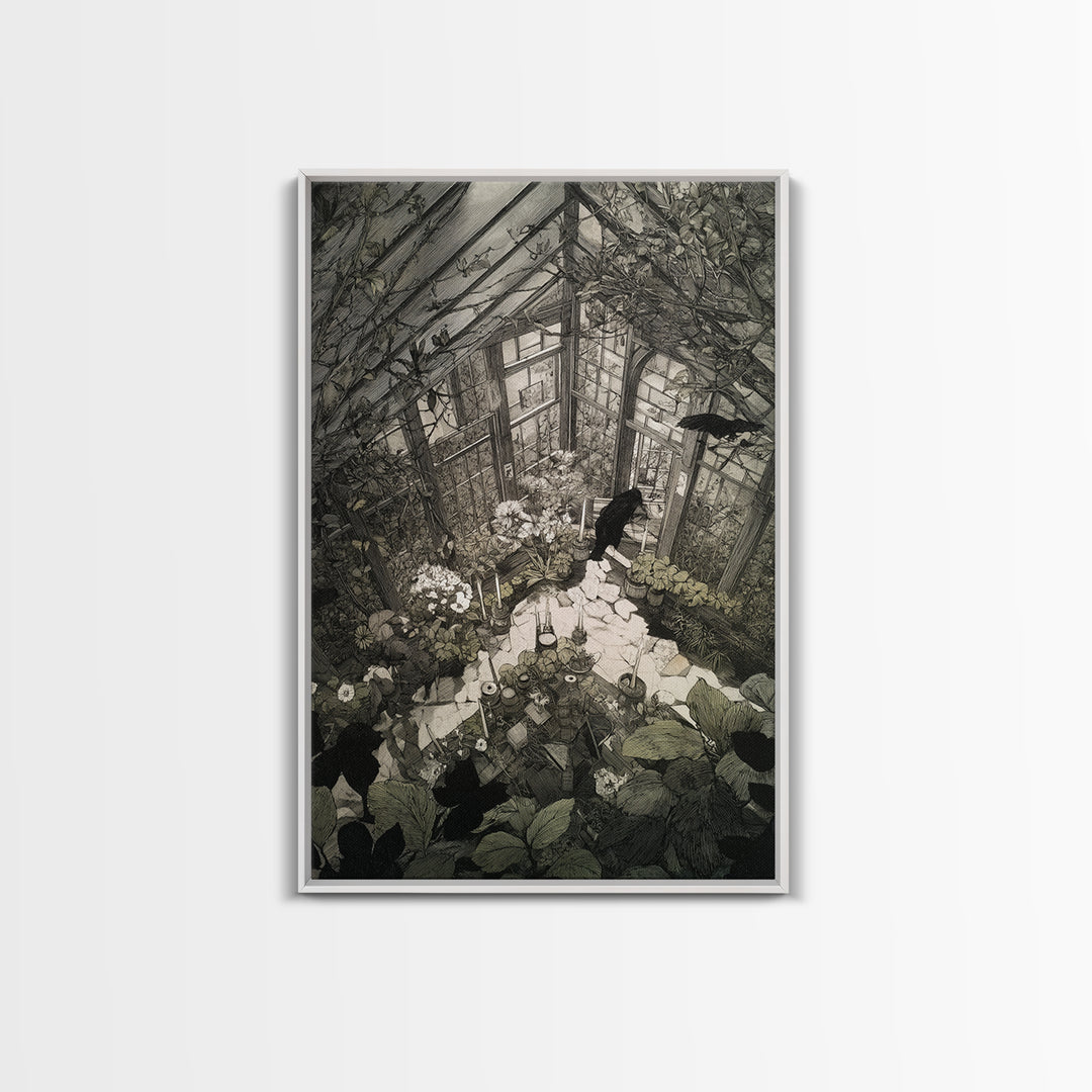 The Cemetery Greenhouse, Victorian Macabre Art, Vertical Wall Art, Dark Halloween Decor, Canvas Print, Halloween Wall Art