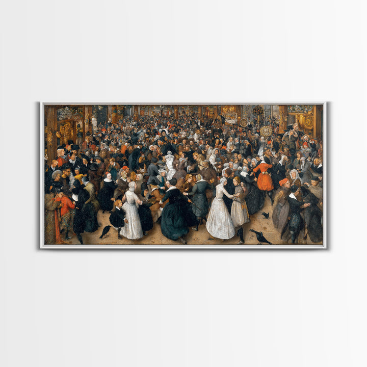 The Midnight Masquerade, Northern Renaissance Horror, Wide Panoramic Art, Gothic Horror Wall Art, Canvas Print, Halloween Wall Art