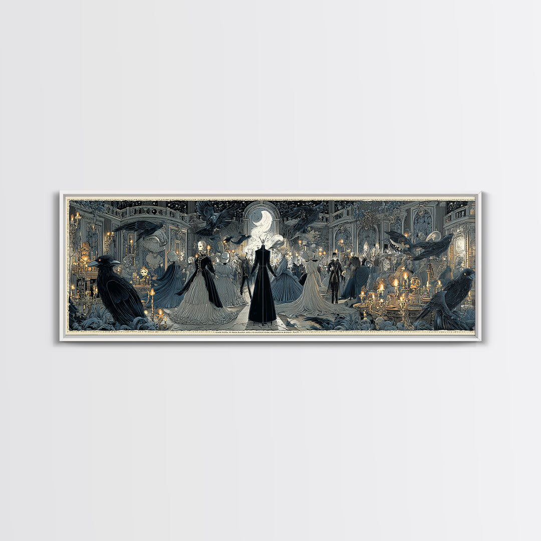 The Midnight Masquerade, Victorian Macabre Art, Extra Wide Wall Art, Gothic Horror Wall Art, Canvas Print, Halloween Wall Art