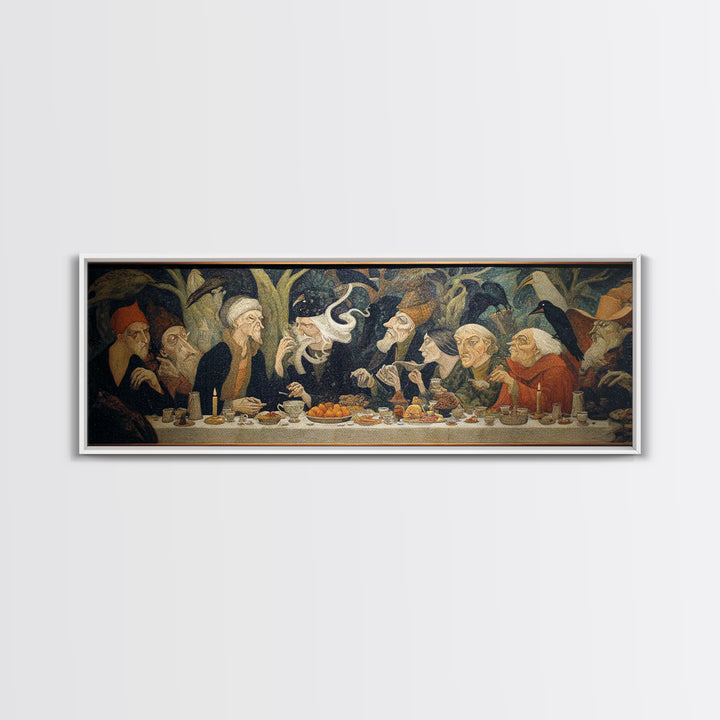 The Witches' Tea Party, Expressionist Gothic Art, Extra Wide Wall Art, Dark Fantasy Wall Art, Framed Canvas Print, Halloween Wall Art