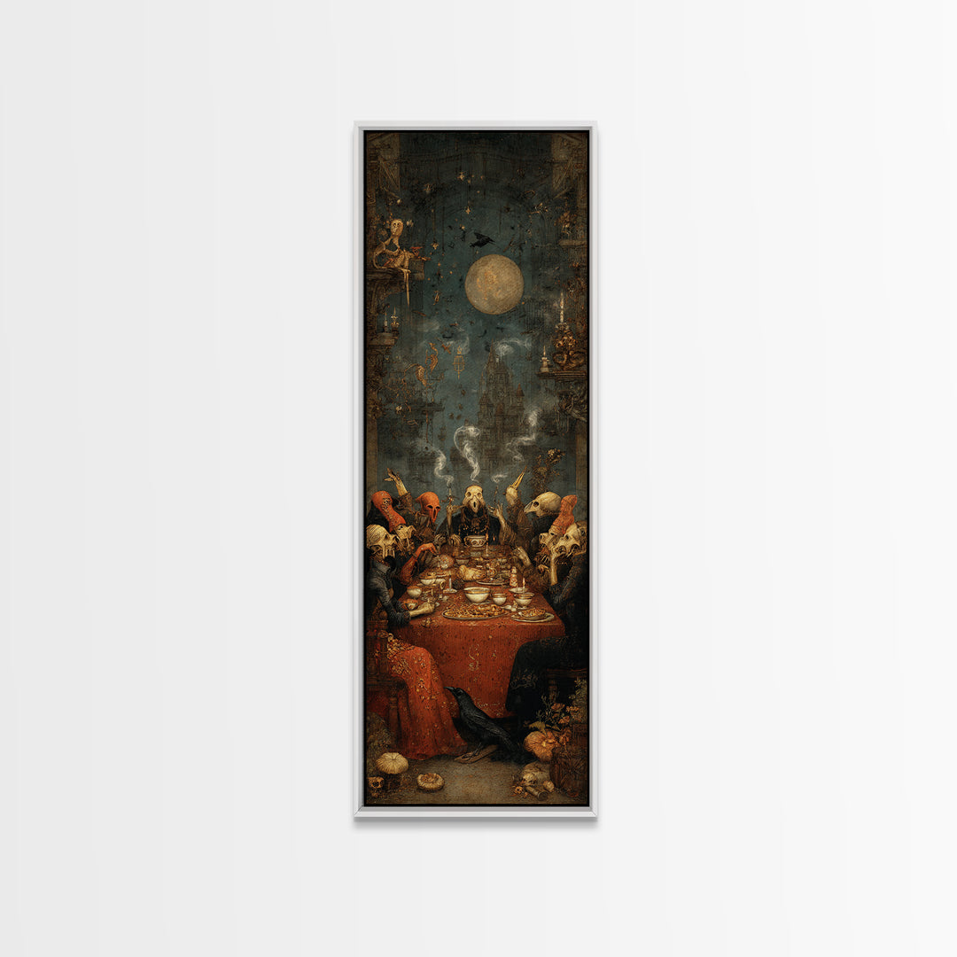 The Witches' Tea Party, Surreal Apocalyptic Art, Tall Narrow Wall Art, Dark Halloween Decor, Canvas Print, Halloween Wall Art