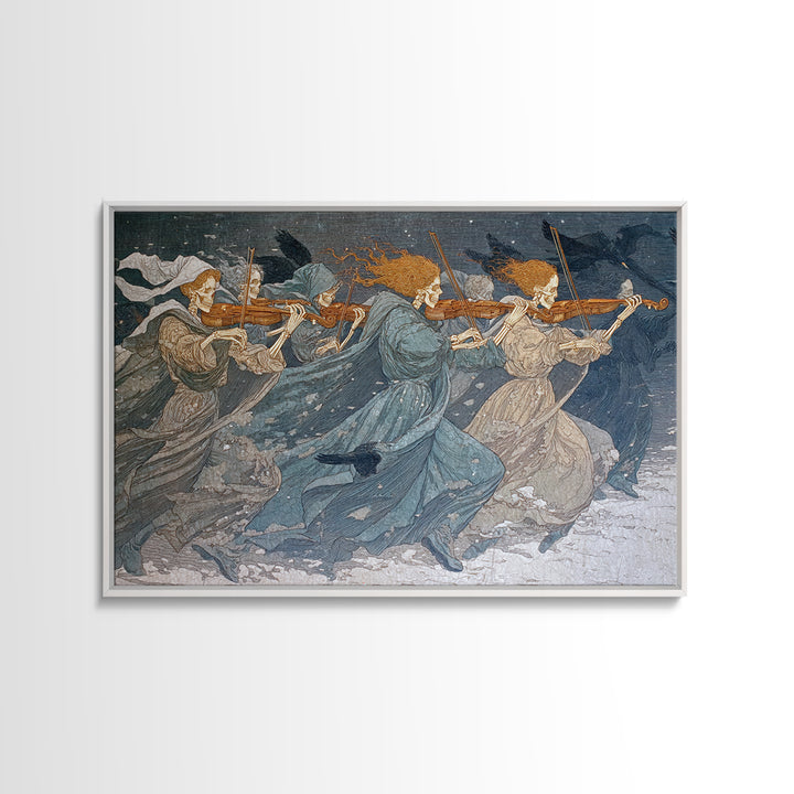 The Skeleton Orchestra, Symbolist Death Art, Landscape Wall Art, Gothic Horror Wall Art, Canvas Print, Halloween Wall Art