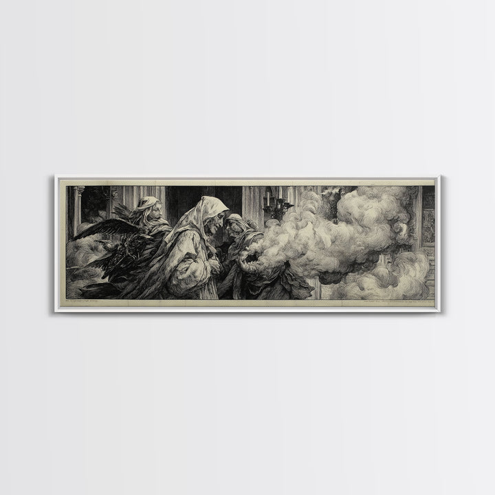 The Ghost Wedding, Renaissance Engraving Art, Extra Wide Wall Art, Gothic Horror Wall Art, Canvas Print, Halloween Wall Art