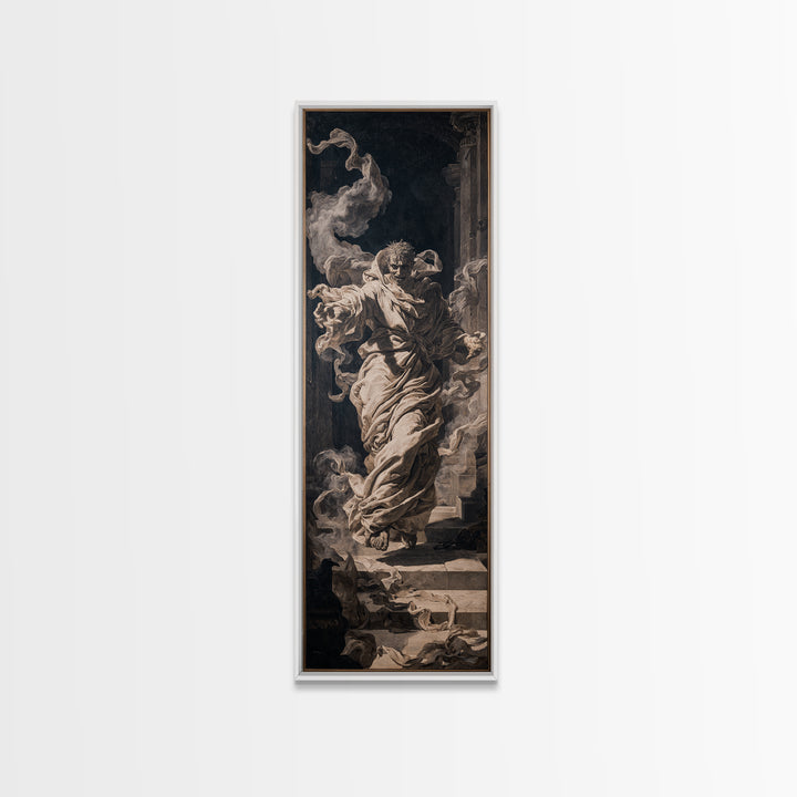 The Ghost Wedding, Architectural Etching Art, Tall Narrow Wall Art, Gothic Horror Wall Art, Canvas Print, Halloween Wall Art