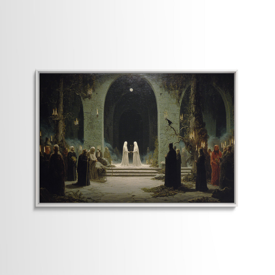 The Ghost Wedding, Symbolist Gothic Landscape, Landscape Wall Art, Dark Fantasy Wall Art, Canvas Print, Halloween Wall Art