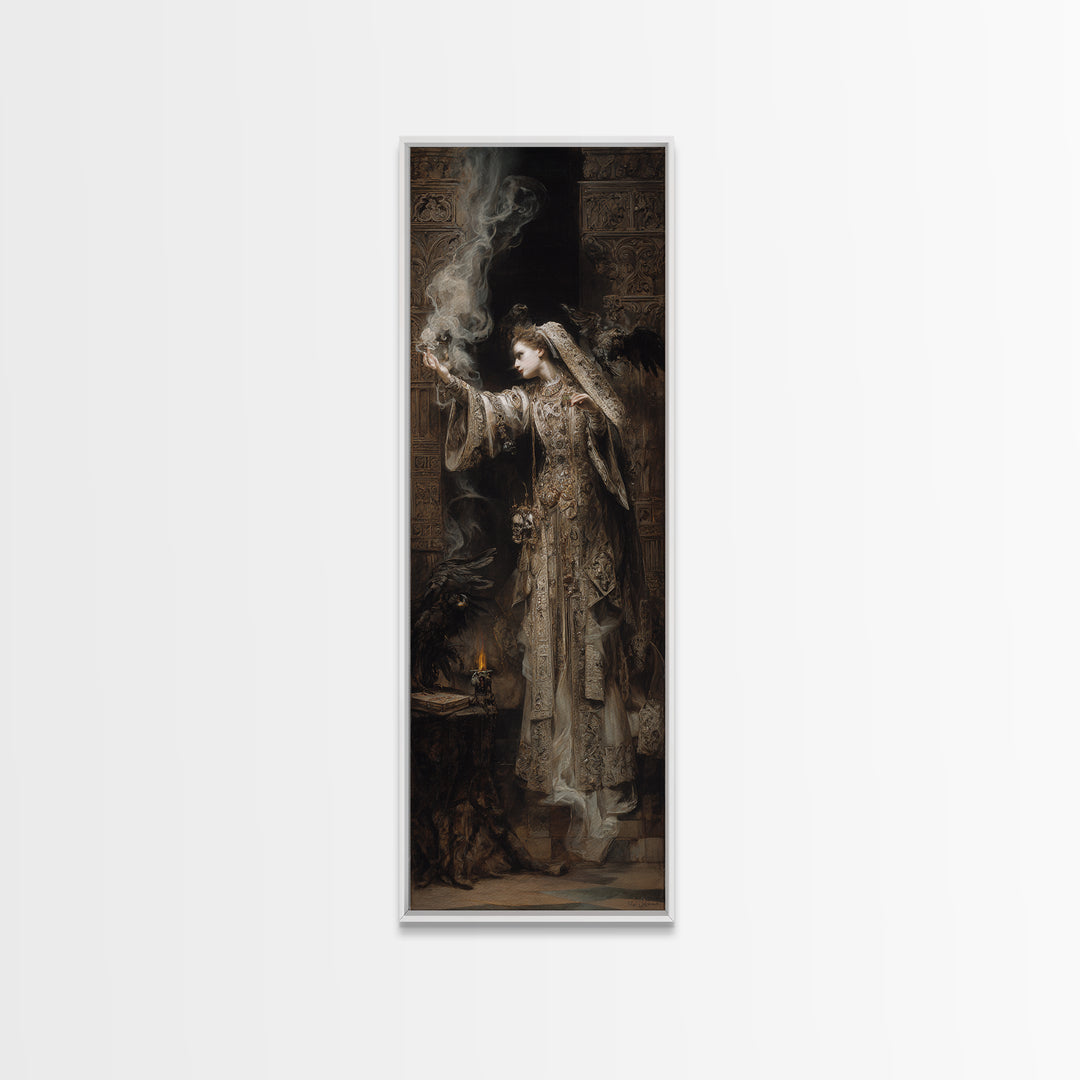 The Ghost Wedding, Ornate Symbolist Art, Tall Narrow Wall Art, Gothic Horror Wall Art, Canvas Print, Halloween Wall Art