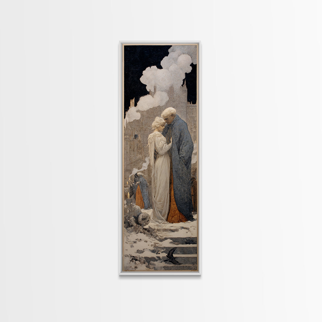 The Ghost Wedding, Symbolist Death Art, Tall Narrow Wall Art, Gothic Horror Wall Art, Framed Canvas Print, Halloween Wall Art