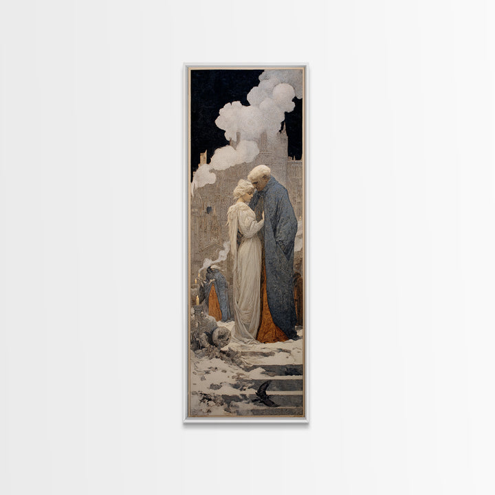 The Ghost Wedding, Symbolist Death Art, Tall Narrow Wall Art, Gothic Horror Wall Art, Framed Canvas Print, Halloween Wall Art