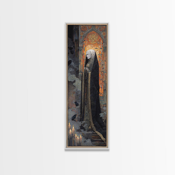 The Ghost Wedding, Stained Glass Gothic Art, Tall Narrow Wall Art, Gothic Horror Wall Art, Canvas Print, Halloween Wall Art