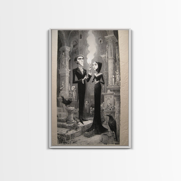 The Ghost Wedding, Victorian Macabre Art, Vertical Wall Art, Dark Fantasy Wall Art, Framed Canvas Print, Halloween Wall Art