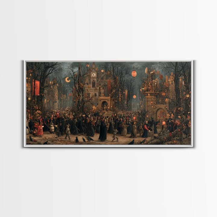 The Monster Parade, Medieval Grotesque Art, Wide Panoramic Art, Gothic Horror Wall Art, Canvas Print, Halloween Wall Art