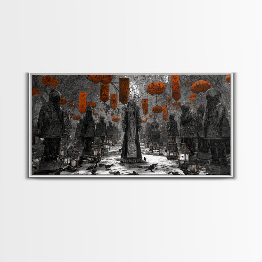 The Monster Parade, Biomechanical Horror Art, Wide Panoramic Art, Gothic Horror Wall Art, Canvas Print, Halloween Wall Art