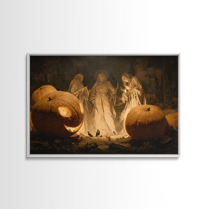 The Pumpkin-Carving Ritual, Symbolist Gothic Landscape, Landscape Wall Art, Dark Fantasy Wall Art, Canvas Print, Halloween Wall Art