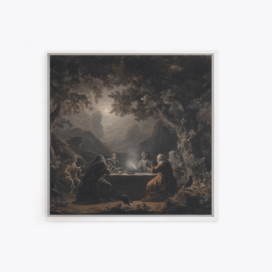 The Candlelit Seance, Baroque Witchcraft Art, Square Wall Art, Dark Fantasy Wall Art, Framed Canvas Print, Halloween Wall Art