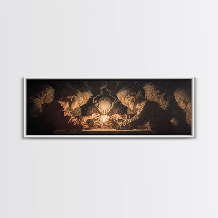 The Candlelit Seance, Visionary Gothic Art, Extra Wide Wall Art, Gothic Horror Wall Art, Canvas Print, Halloween Wall Art