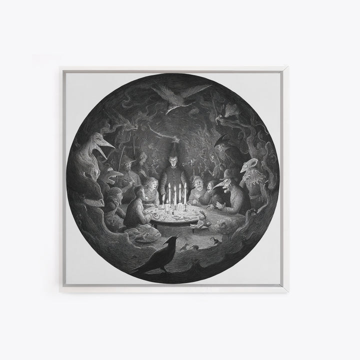 The Candlelit Seance, Expressionist Nightmare Art, Square Wall Art, Gothic Horror Wall Art, Canvas Print, Halloween Wall Art