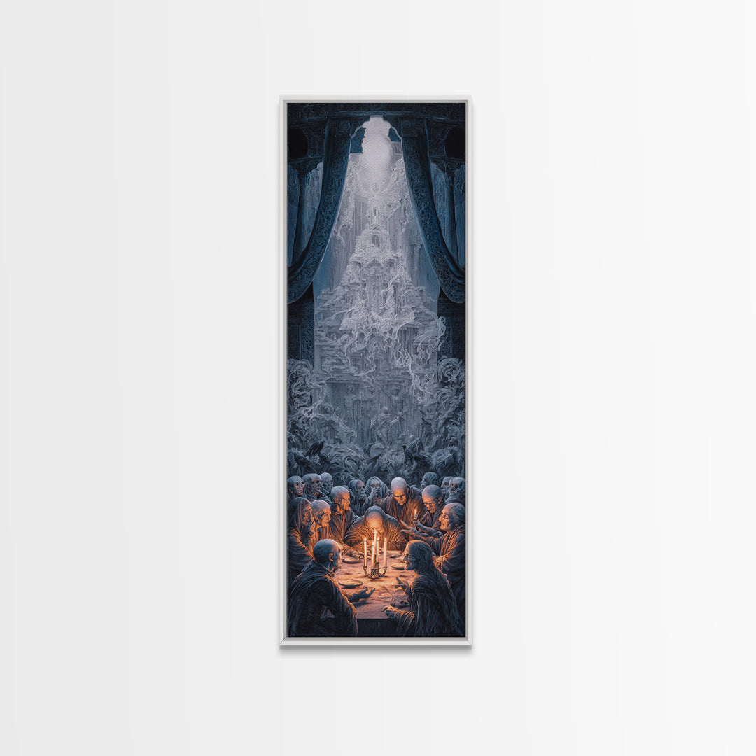 The Candlelit Seance, Surreal Apocalyptic Art, Tall Narrow Wall Art, Gothic Horror Wall Art, Canvas Print, Halloween Wall Art