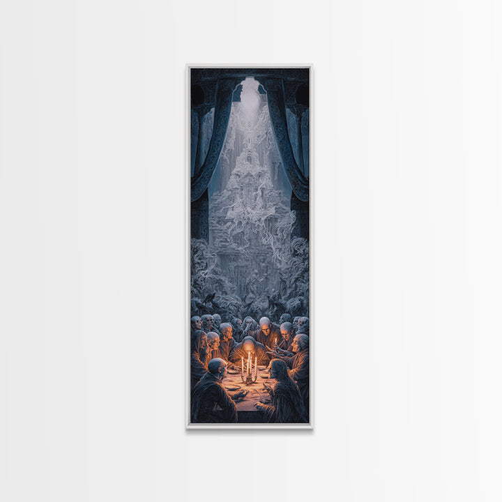 The Candlelit Seance, Surreal Apocalyptic Art, Tall Narrow Wall Art, Gothic Horror Wall Art, Canvas Print, Halloween Wall Art