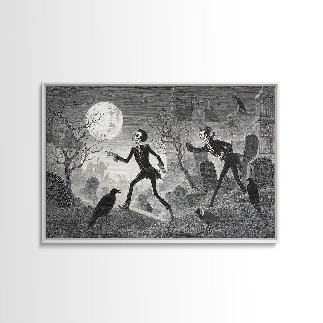 The Graveyard Dance, Victorian Macabre Art, Landscape Wall Art, Dark Fantasy Wall Art, Canvas Print, Halloween Wall Art