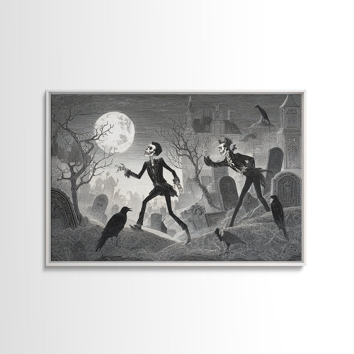 The Graveyard Dance, Victorian Macabre Art, Landscape Wall Art, Dark Fantasy Wall Art, Canvas Print, Halloween Wall Art