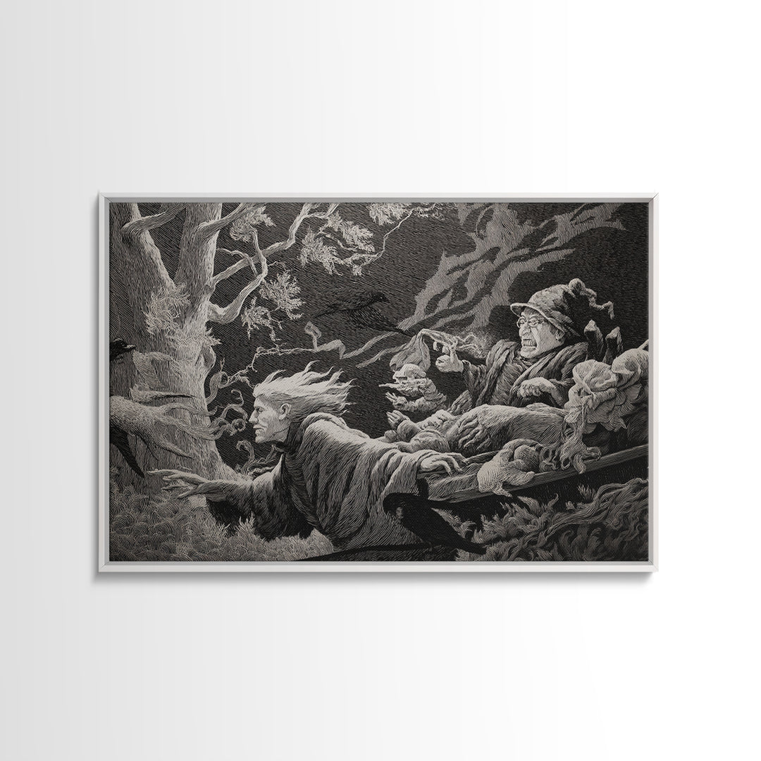 The Haunted Hayride, Victorian Macabre Art, Landscape Wall Art, Gothic Horror Wall Art, Framed Canvas Print, Halloween Wall Art