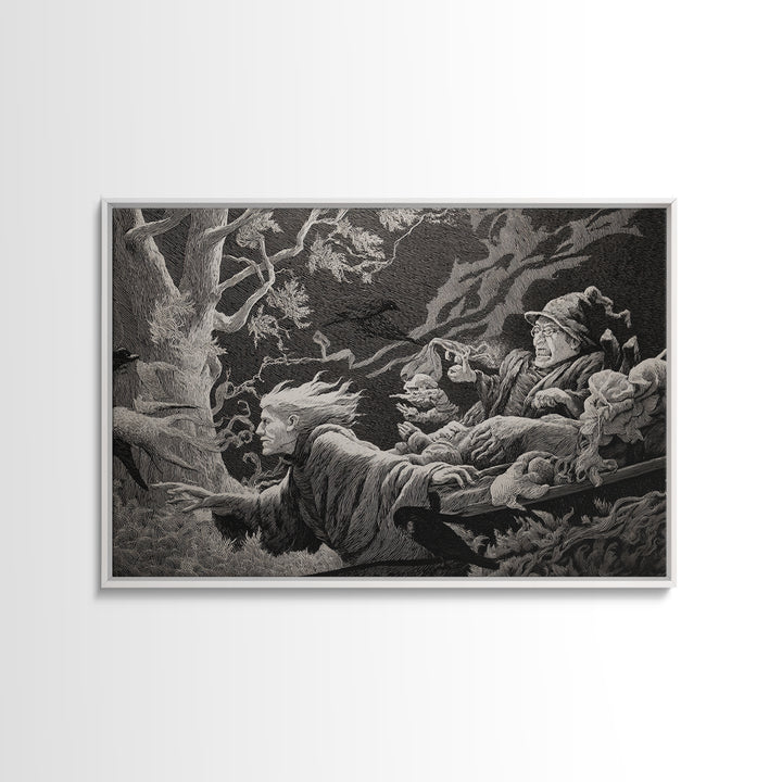 The Haunted Hayride, Victorian Macabre Art, Landscape Wall Art, Gothic Horror Wall Art, Framed Canvas Print, Halloween Wall Art