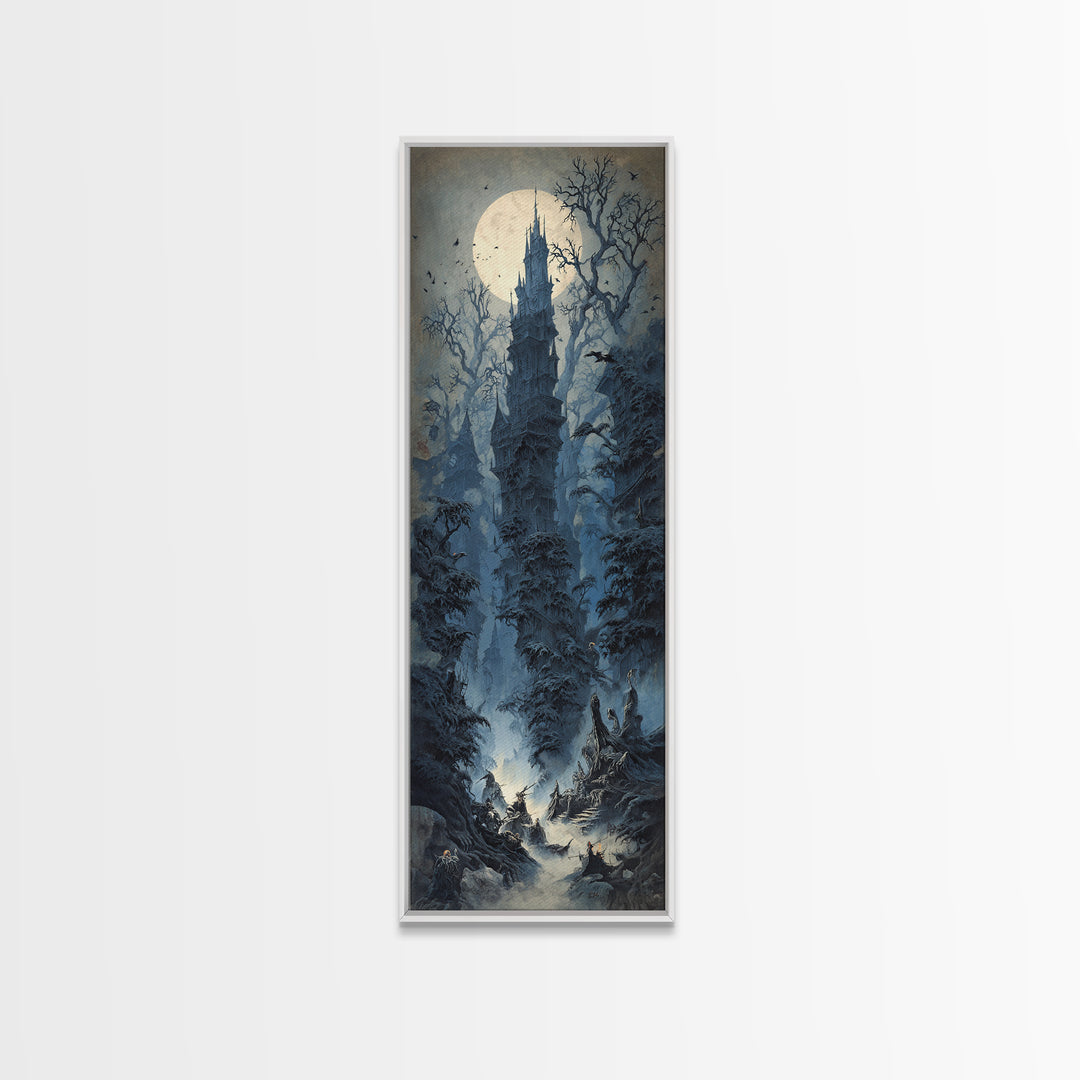 The Haunted Hayride, Surreal Apocalyptic Art, Tall Narrow Wall Art, Dark Fantasy Wall Art, Framed Canvas Print, Halloween Wall Art