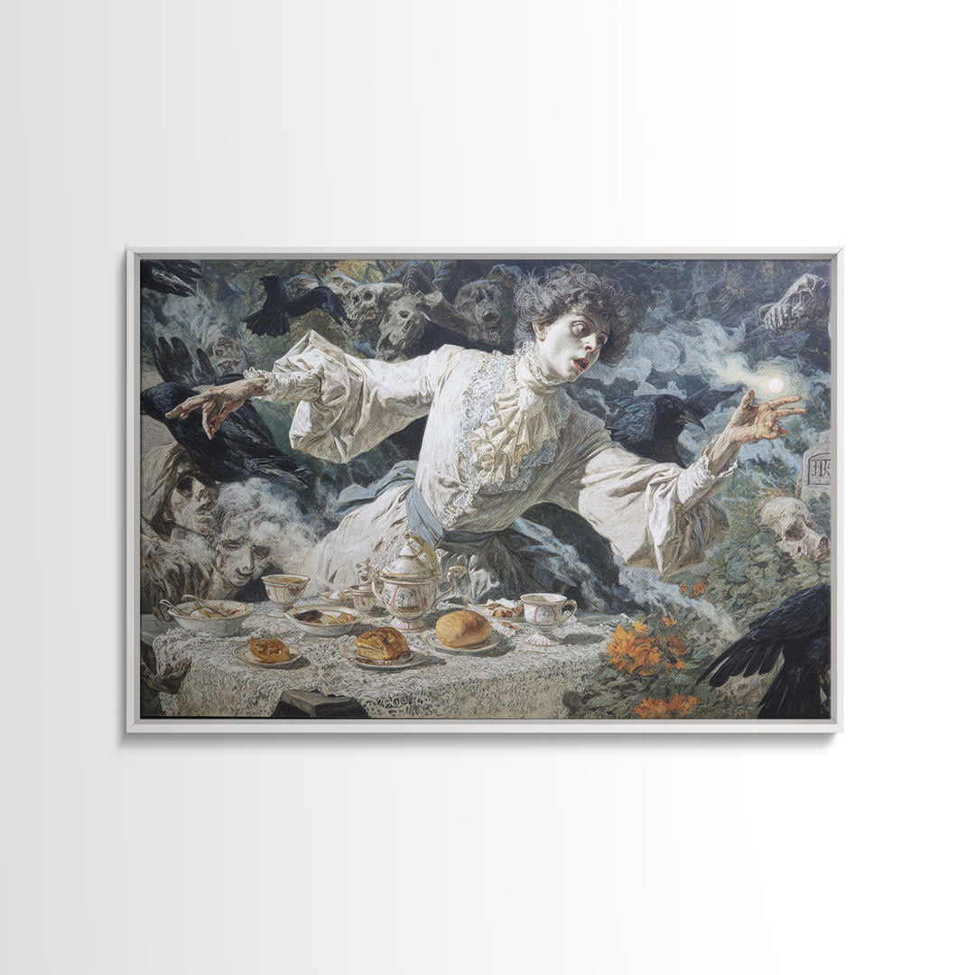 The Zombie Picnic, Symbolist Etching Art, Landscape Wall Art, Gothic Horror Wall Art, Canvas Print, Halloween Wall Art, Dark Fantasy Art