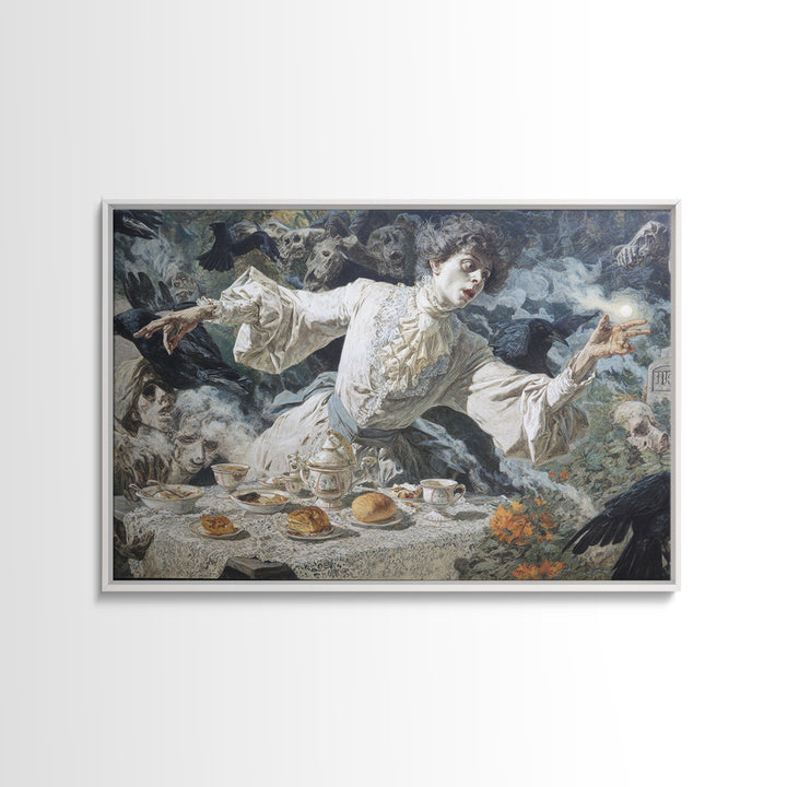 The Zombie Picnic, Symbolist Etching Art, Landscape Wall Art, Gothic Horror Wall Art, Canvas Print, Halloween Wall Art, Dark Fantasy Art