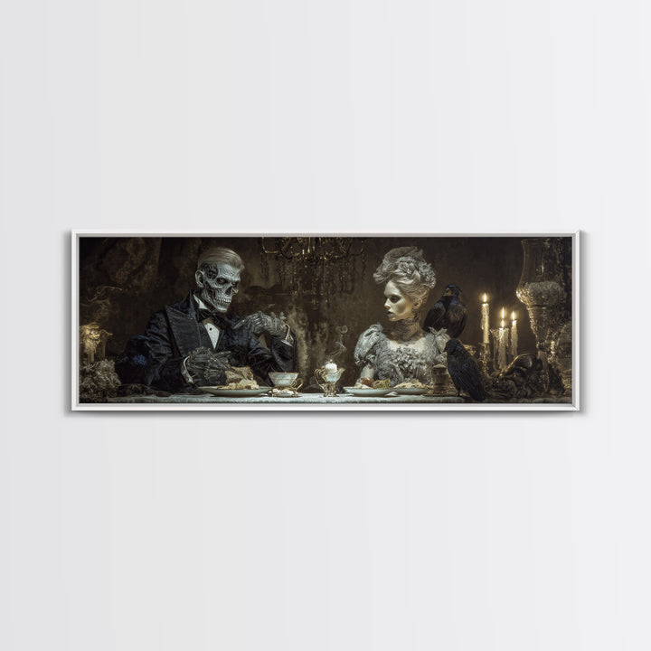 The Zombie Picnic, Biomechanical Horror Art, Extra Wide Wall Art, Dark Halloween Decor, Canvas Print, Halloween Wall Art