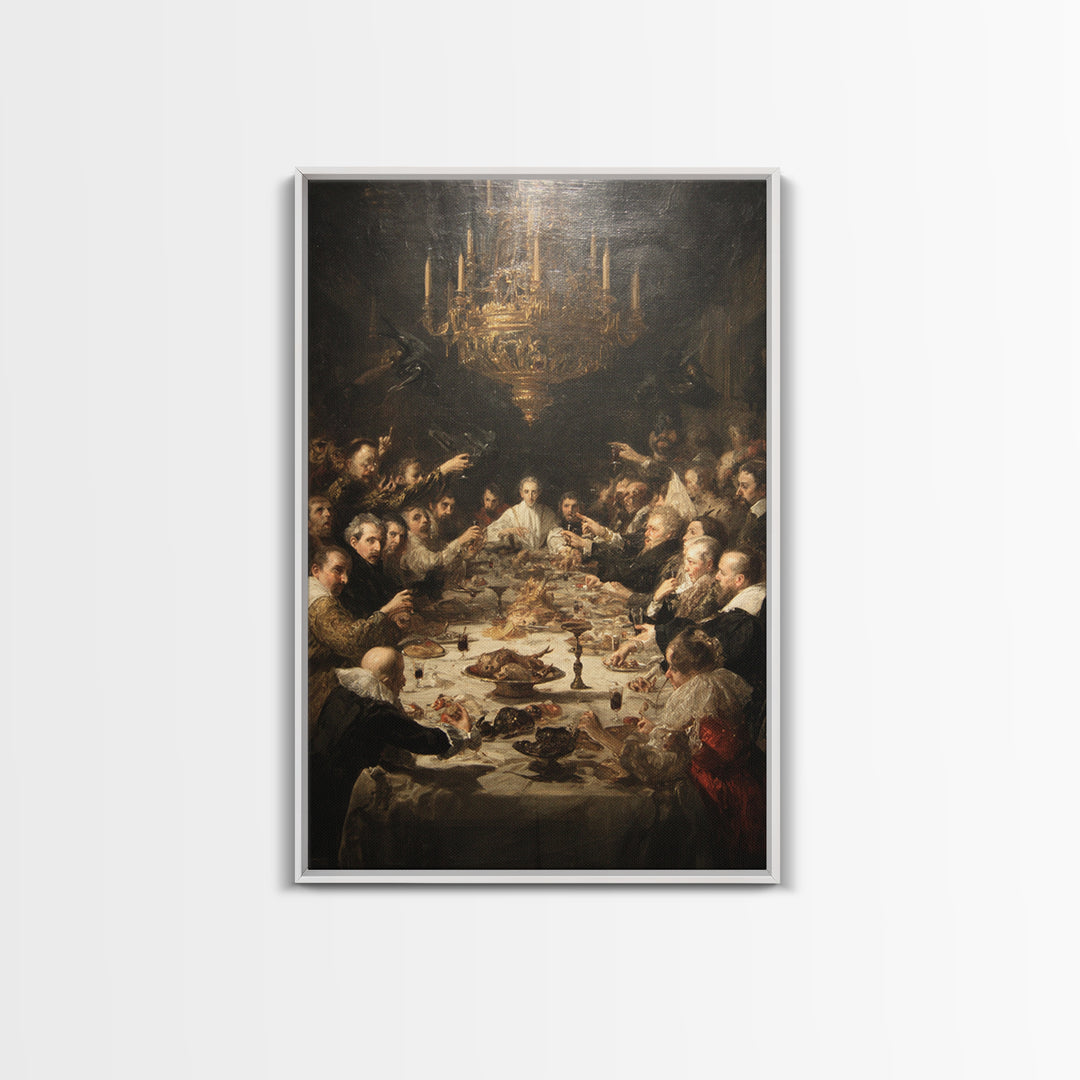 The Vampire Banquet, Gothic Nightmare Art, Vertical Wall Art, Dark Halloween Decor, Canvas Print, Halloween Wall Art, Dark Fantasy Art