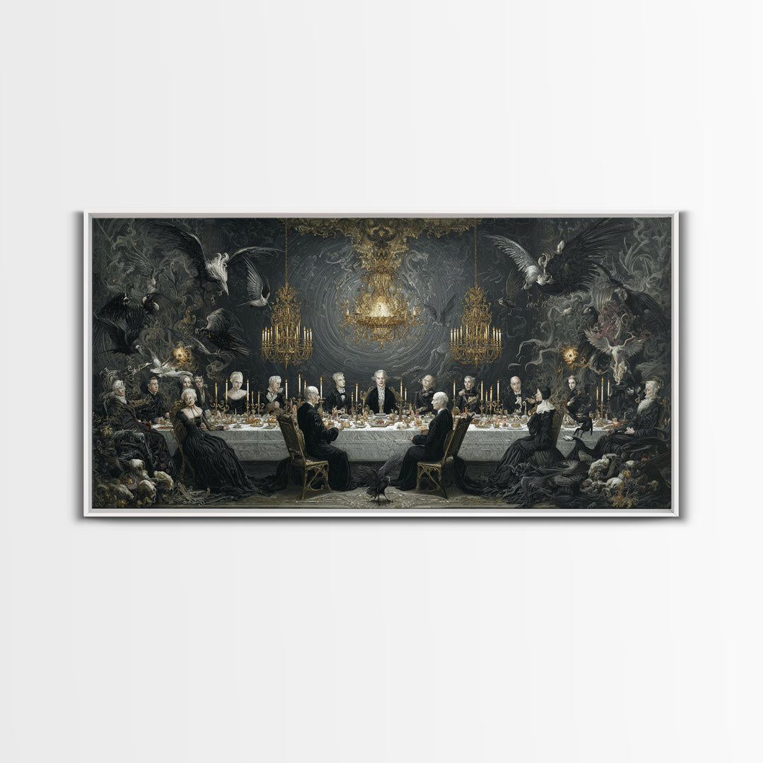 The Vampire Banquet, Visionary Gothic Art, Wide Panoramic Art, Dark Fantasy Wall Art, Canvas Print, Halloween Wall Art