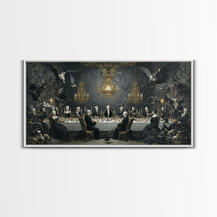 The Vampire Banquet, Visionary Gothic Art, Wide Panoramic Art, Dark Fantasy Wall Art, Canvas Print, Halloween Wall Art