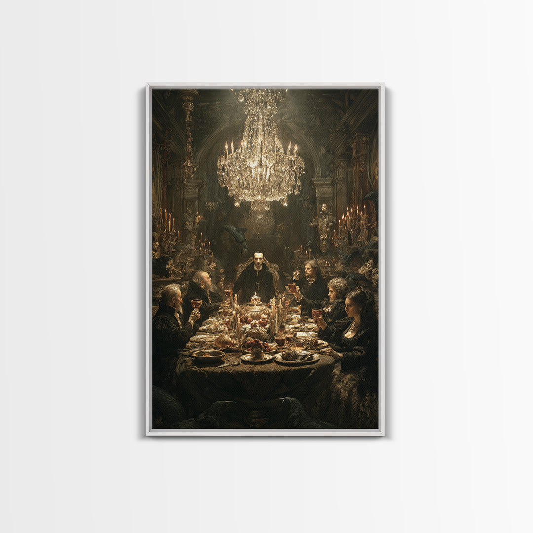 The Vampire Banquet, Ornate Symbolist Art, Vertical Wall Art, Dark Halloween Decor, Canvas Print, Halloween Wall Art