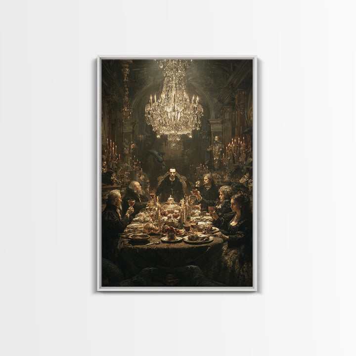 The Vampire Banquet, Ornate Symbolist Art, Vertical Wall Art, Dark Halloween Decor, Canvas Print, Halloween Wall Art