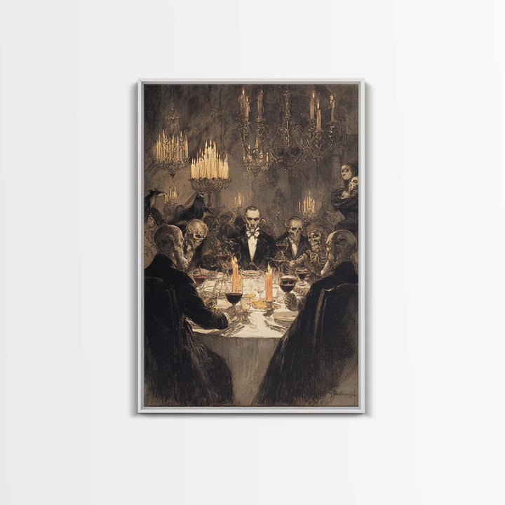 The Vampire Banquet, Decadent Gothic Art, Vertical Wall Art, Macabre Wall Art, Canvas Print, Halloween Wall Art, Seasonal Home Decor
