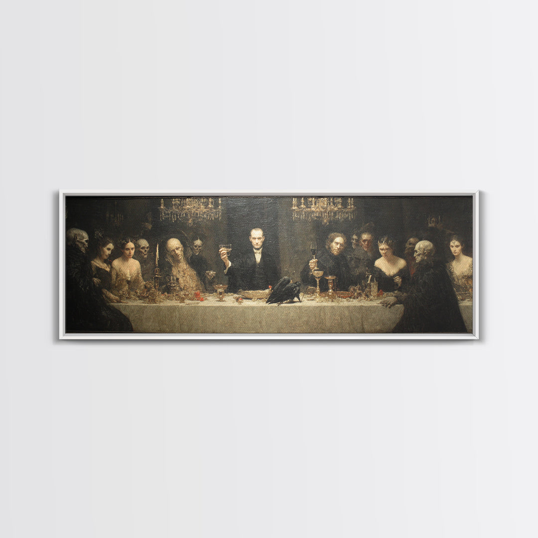 The Vampire Banquet, Dark Symbolist Art, Extra Wide Wall Art, Dark Halloween Decor, Framed Canvas Print, Halloween Wall Art
