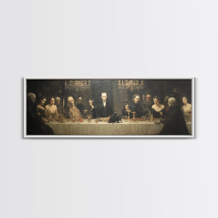 The Vampire Banquet, Dark Symbolist Art, Extra Wide Wall Art, Dark Halloween Decor, Framed Canvas Print, Halloween Wall Art