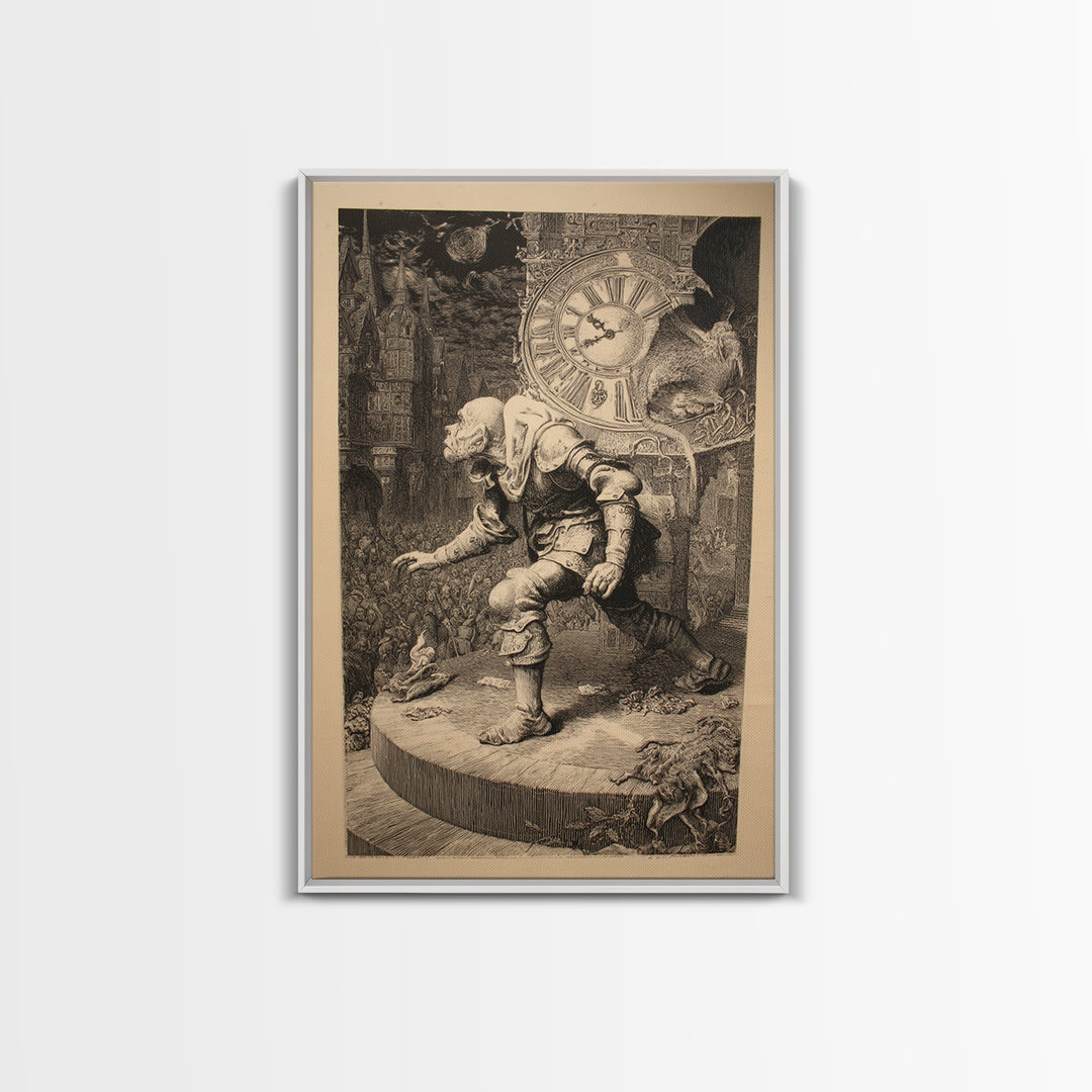 The Thirteenth Bell, Renaissance Engraving Art, Vertical Wall Art, Macabre Wall Art, Canvas Print, Halloween Wall Art
