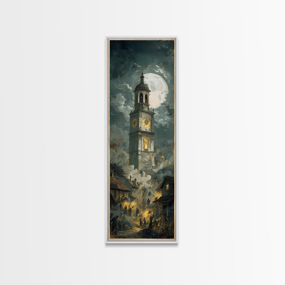 The Thirteenth Bell, Gothic Nightmare Art, Tall Narrow Wall Art, Gothic Horror Wall Art, Framed Canvas Print, Halloween Wall Art